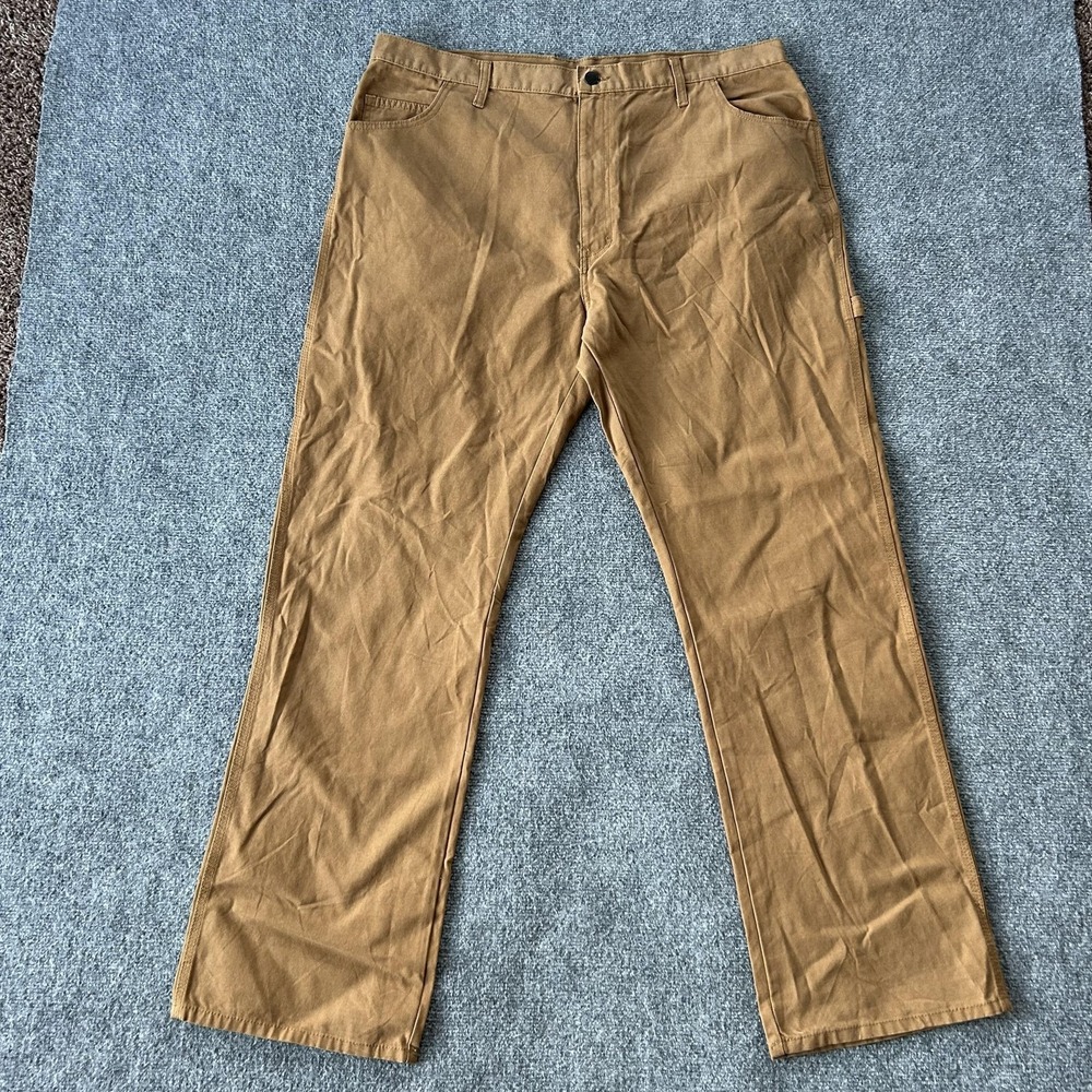 Dickies Carpenter Jeans Mens 40x32 Brown Canvas Straight Leg Work Utility Pants